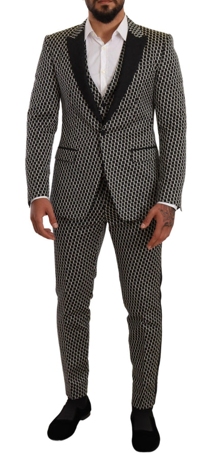 Dolce & Gabbana Black White Check 3 Piece Set MARTINI Suit