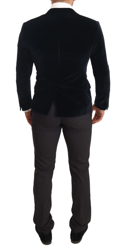 Dolce &amp; Gabbana – Slim Fit Smokinganzug aus blauer Samt-Baumwolle