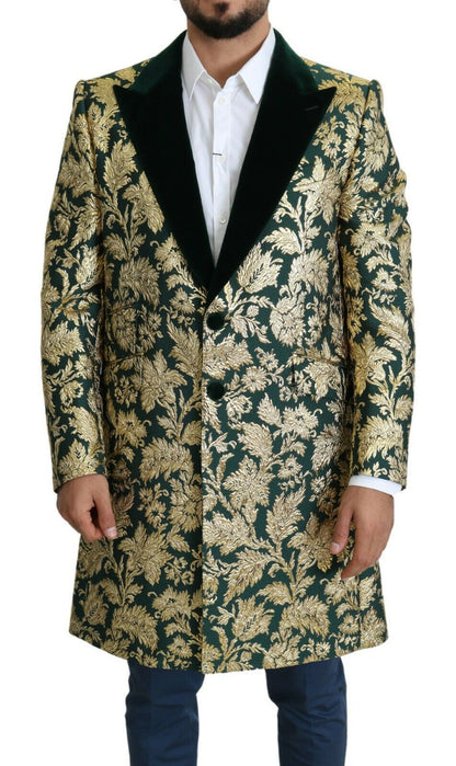 Dolce &amp; Gabbana DOLCE &amp; GABBANA Jacke SICILIA Langer Jacquard-Mantel in Grüngold