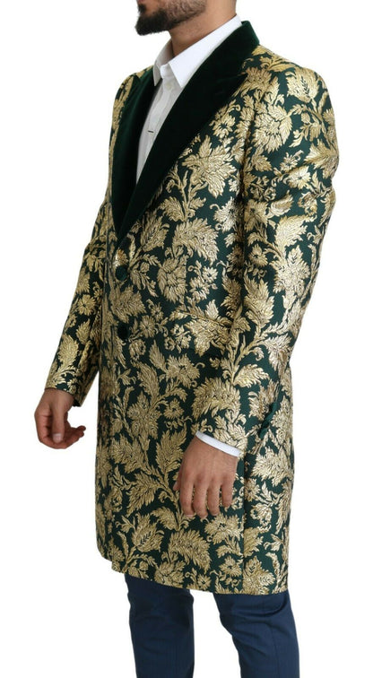 Dolce &amp; Gabbana DOLCE &amp; GABBANA Jacke SICILIA Langer Jacquard-Mantel in Grüngold