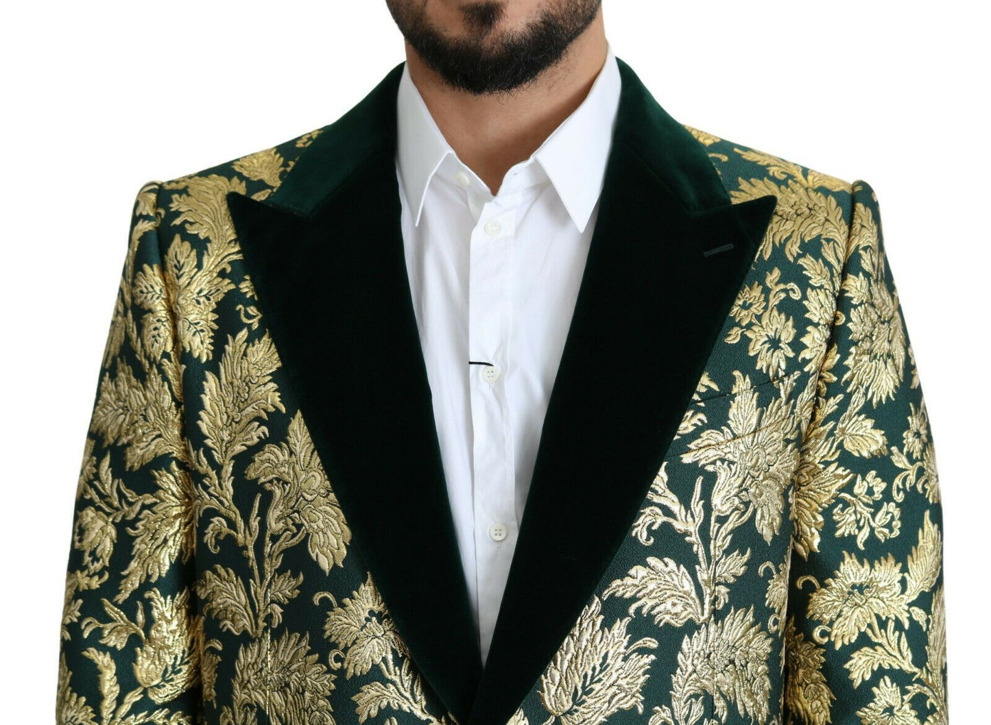 Dolce &amp; Gabbana DOLCE &amp; GABBANA Jacke SICILIA Langer Jacquard-Mantel in Grüngold