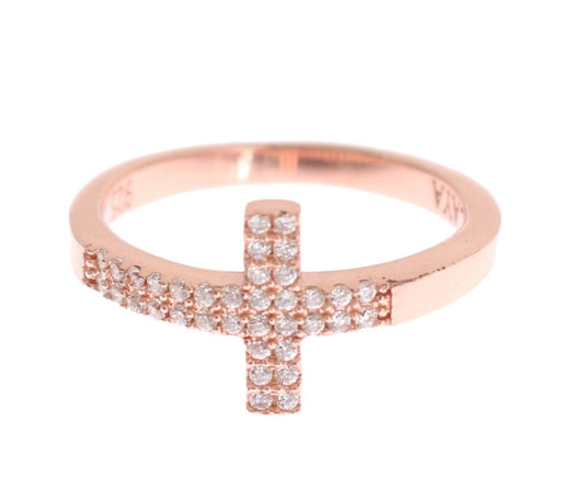 Nialaya Damen-Ring, Rotgold, 925er Silber, Kreuz, Zirkonia