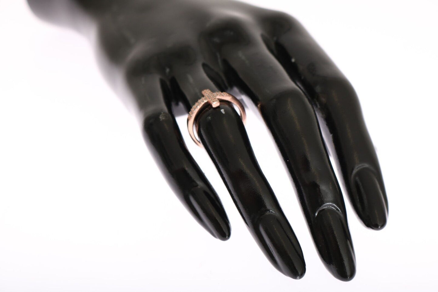 خاتم نيالايا من الذهب الوردي عيار 925 فضة للنساء مزين بحجر الزركونيا المكعب