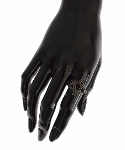 خاتم نيالايا نسائي من الفضة الإسترليني عيار 925 مرصع بحجر الزركونيا المكعب الأسود والروديوم