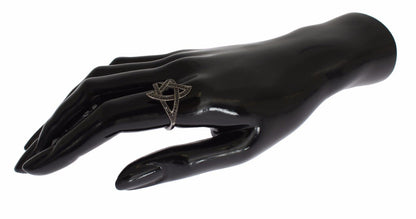 خاتم نيالايا نسائي من الفضة الإسترليني عيار 925 مرصع بحجر الزركونيا المكعب الأسود والروديوم