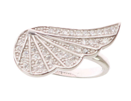 Nialaya Silver Damen-Ring mit Flügel, klare Zirkonia, 925er Silber