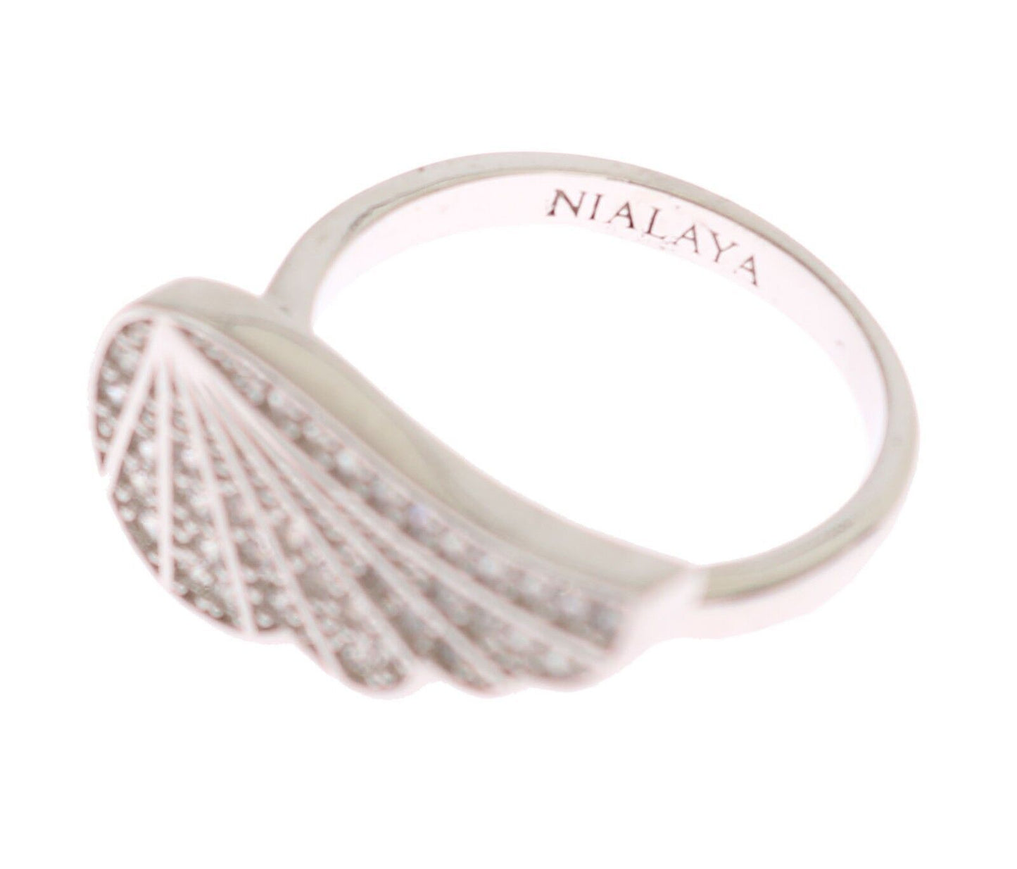 Nialaya Silver Damen-Ring mit Flügel, klare Zirkonia, 925er Silber
