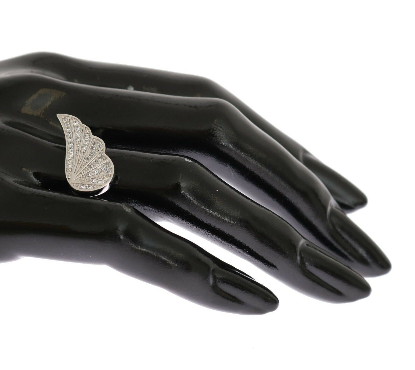 Nialaya Silver Damen-Ring mit Flügel, klare Zirkonia, 925er Silber