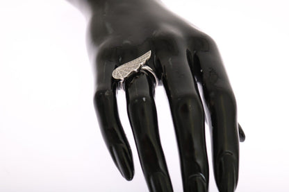 Nialaya Silver Damen-Ring mit Flügel, klare Zirkonia, 925er Silber