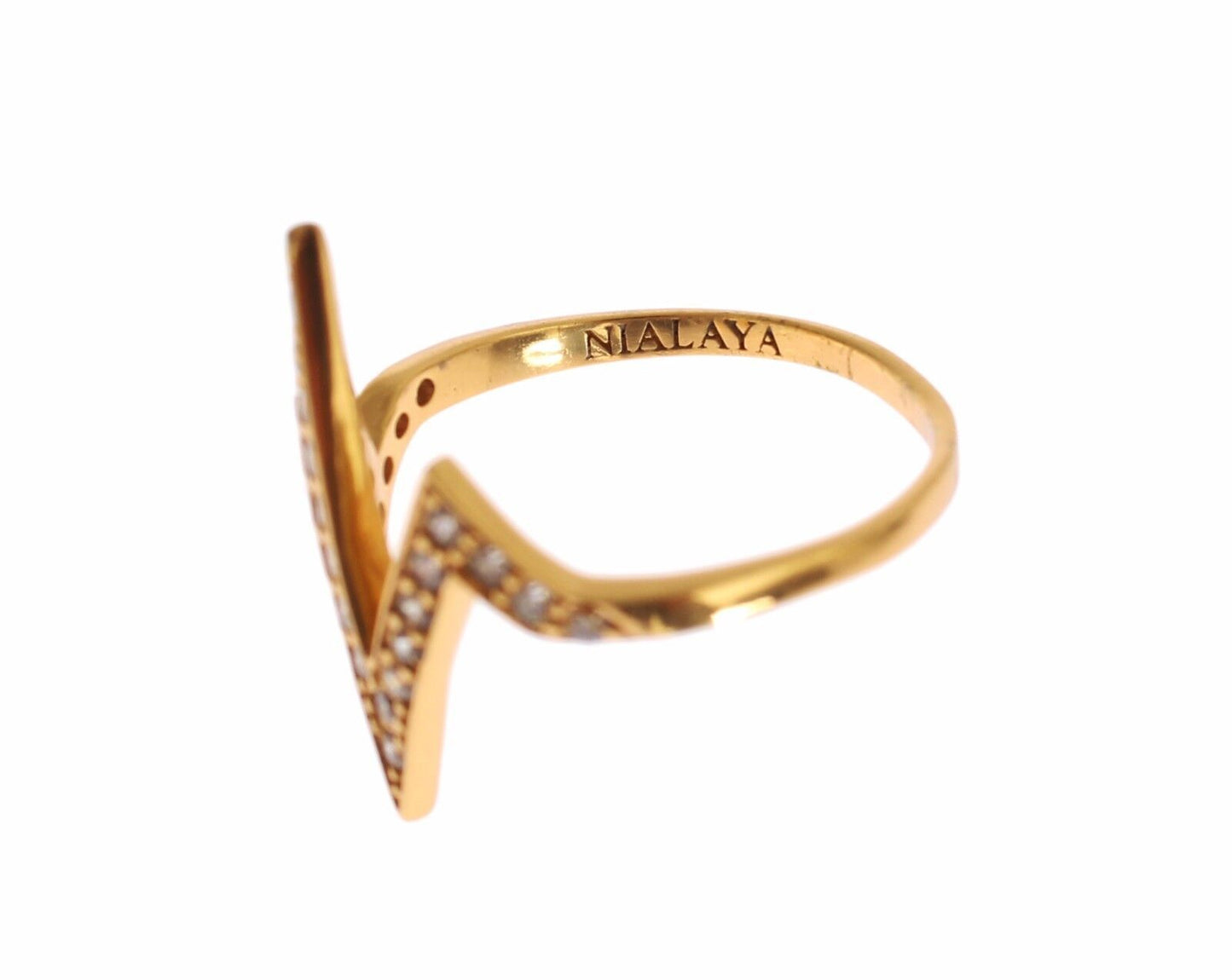 Nialaya Gold 925 Silber Damen Ring mit klarem Zirkonia 18 Karat