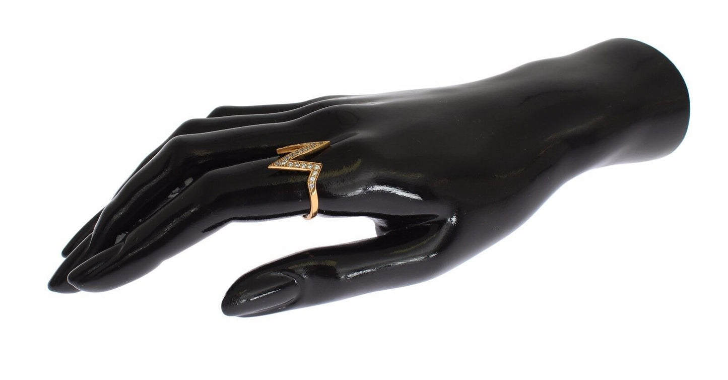 Nialaya Gold 925 Silber Damen Ring mit klarem Zirkonia 18 Karat