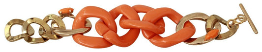 Ermanno Scervino Gold-Orange-Kette Breites Messing-Kunststoff-Armband