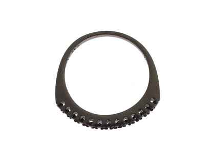 خاتم نيالايا نسائي من الفضة الإسترليني عيار 925 مرصع بحجر الزركونيا المكعب الأسود والروديوم