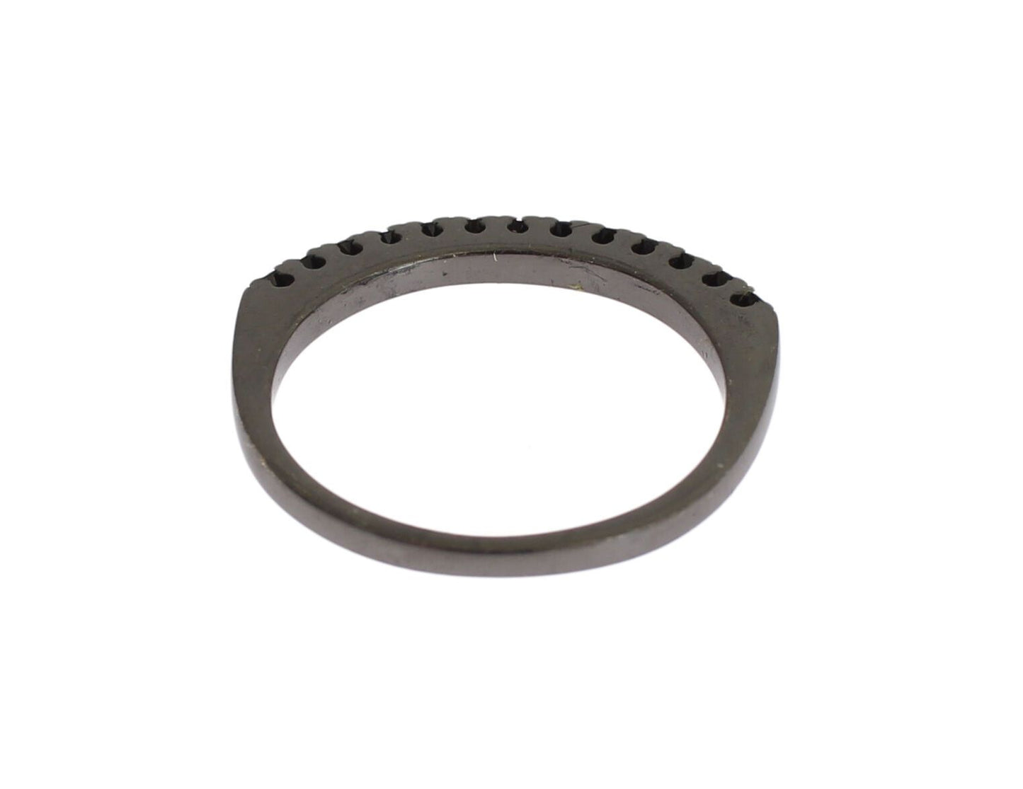 خاتم نيالايا نسائي من الفضة الإسترليني عيار 925 مرصع بحجر الزركونيا المكعب الأسود والروديوم