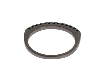 خاتم نيالايا نسائي من الفضة الإسترليني عيار 925 مرصع بحجر الزركونيا المكعب الأسود والروديوم