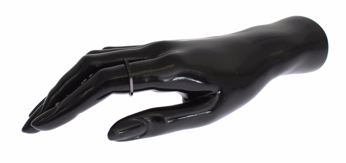 خاتم نيالايا نسائي من الفضة الإسترليني عيار 925 مرصع بحجر الزركونيا المكعب الأسود والروديوم