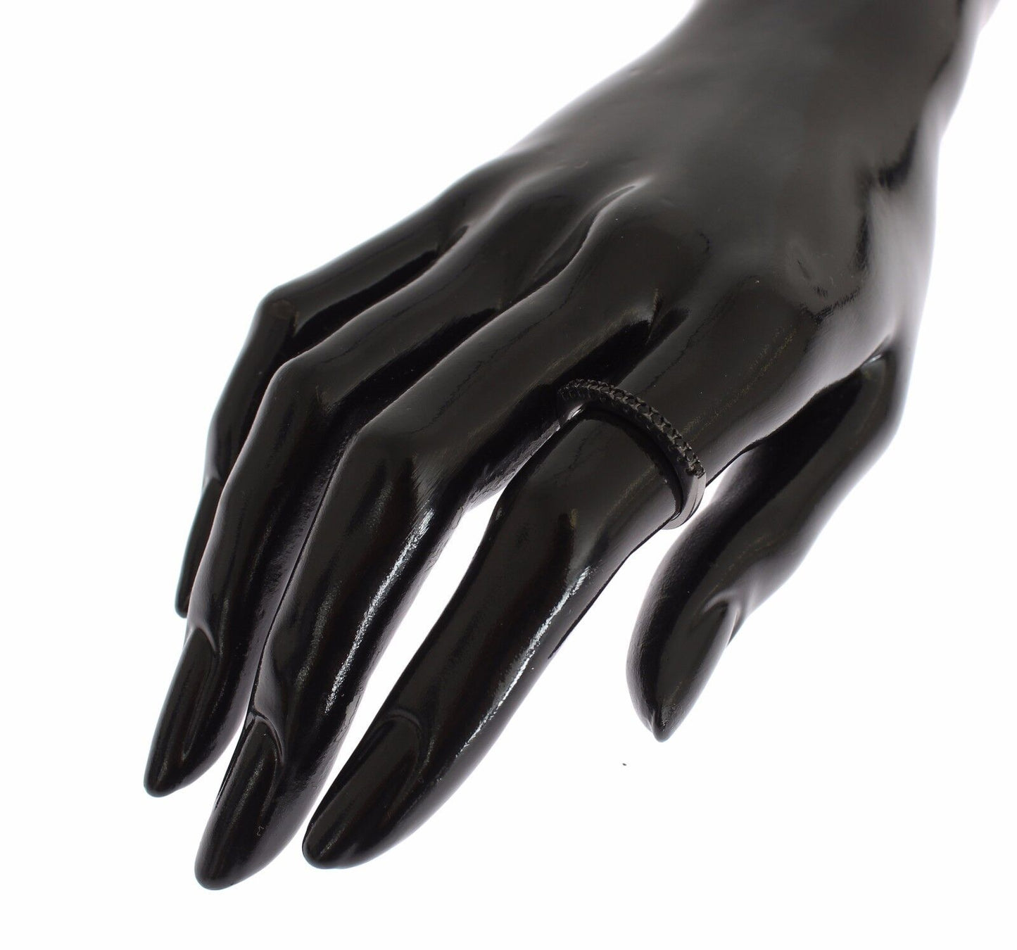 خاتم نيالايا نسائي من الفضة الإسترليني عيار 925 مرصع بحجر الزركونيا المكعب الأسود والروديوم