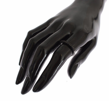 خاتم نيالايا نسائي من الفضة الإسترليني عيار 925 مرصع بحجر الزركونيا المكعب الأسود والروديوم