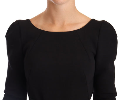 Dolce &amp; Gabbana – Schwarzes Etuikleid aus Stretchwolle mit offenem Rücken
