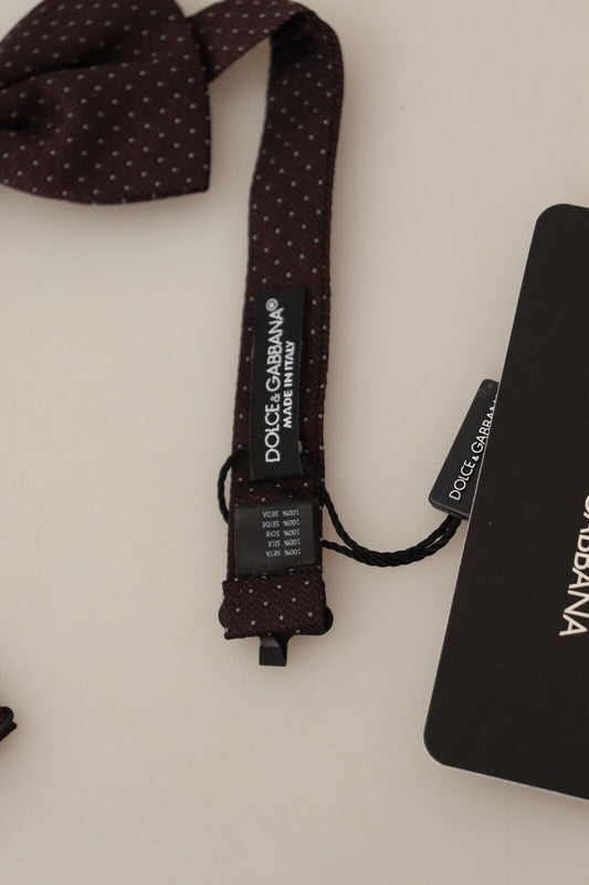 Dolce &amp; Gabbana – Braune, gepunktete Papillon-Fliege aus Seide mit verstellbarem Hals