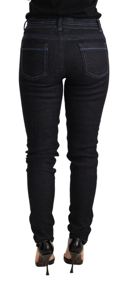 Acht Blaue Baumwolle Niedrige Taille Slim Fit Denim Damen Hose Jeans