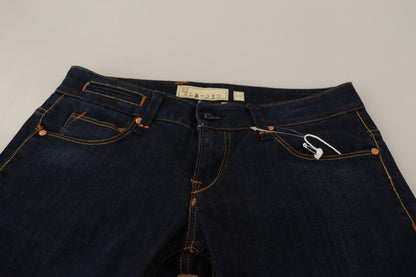 Acht Blue Washed Cotton Low Waist Skinny Denim Damenhose Jeans