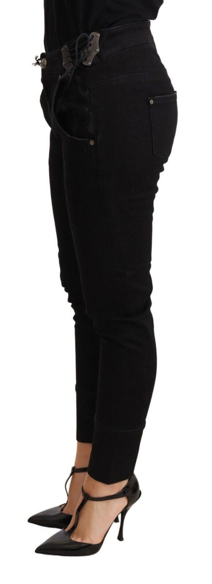 Ermanno Scervino Schwarze Skinny-Jeans aus Baumwolle mit niedriger Taille