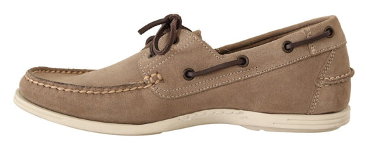 Pollini Beige Wildleder Low Top Mokassin Loafers Casual Herrenschuhe