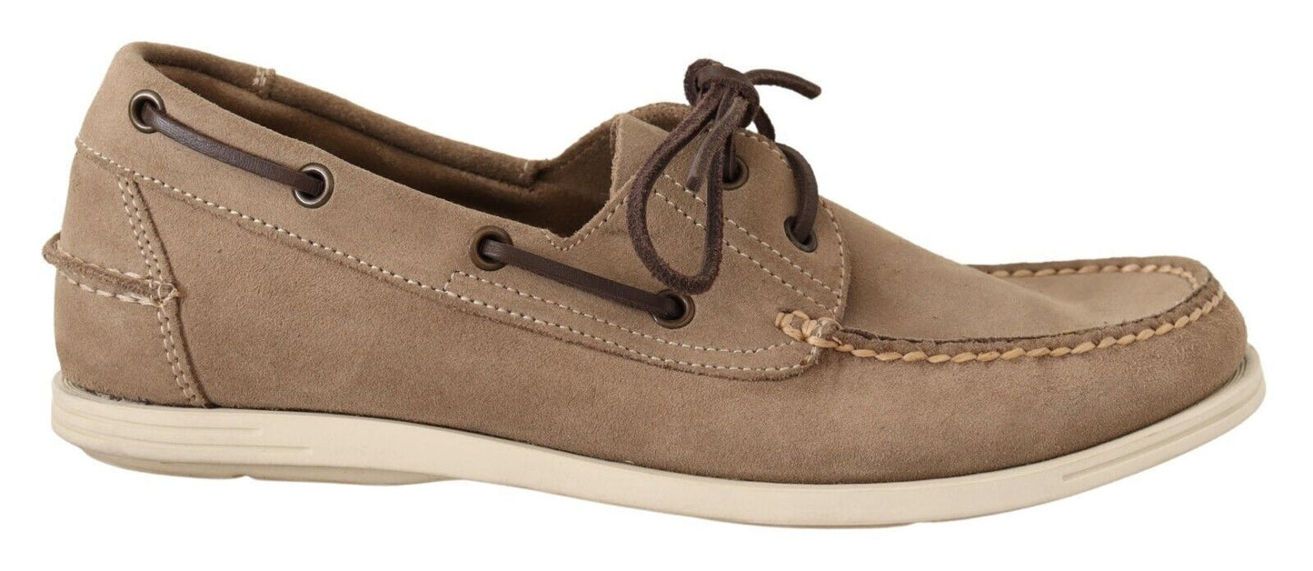 Pollini Beige Wildleder Low Top Mokassin Loafers Casual Herrenschuhe