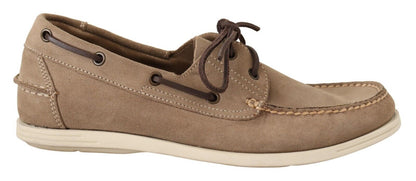 Pollini Beige Wildleder Low Top Mokassin Loafers Casual Herrenschuhe