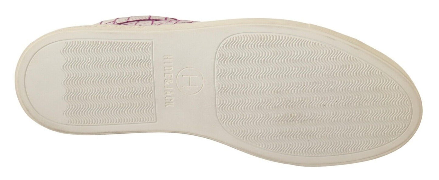 حذاء رياضي كاجوال برباط من الجلد باللون الأبيض البوردو من HIDE &amp; JACK