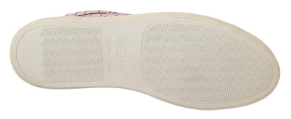 حذاء رياضي كاجوال برباط من الجلد باللون الأبيض البوردو من HIDE &amp; JACK