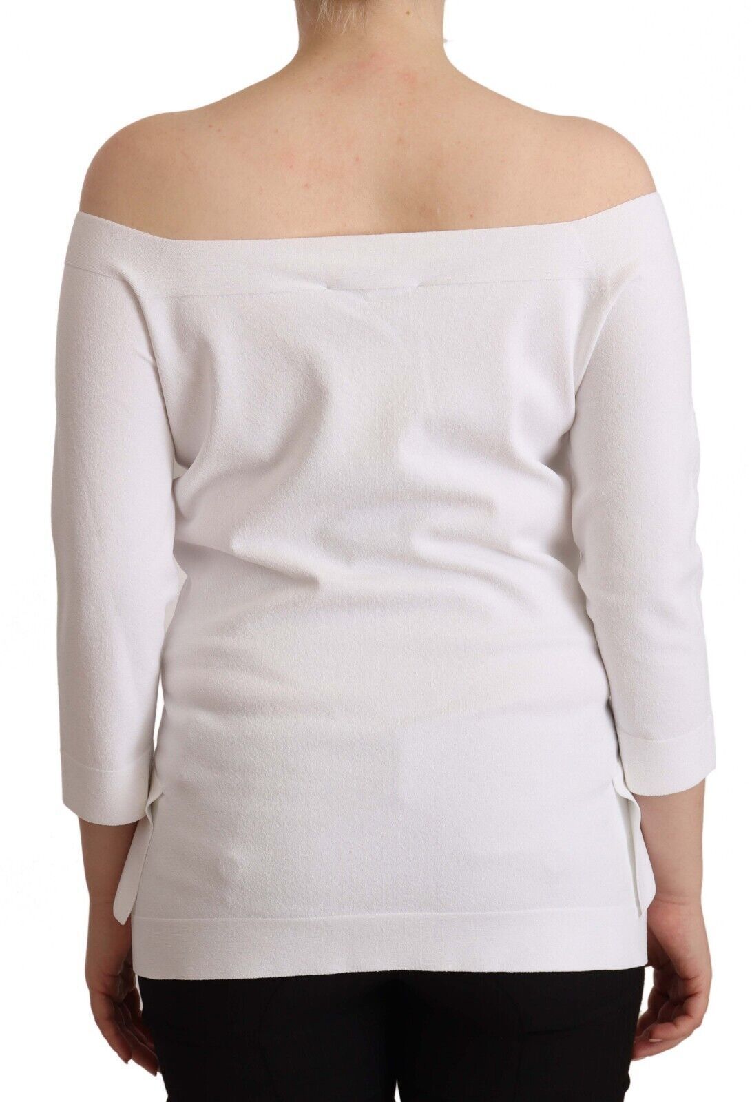 EXTERIOR Weiße, schulterfreie Bluse mit langen Ärmeln für Damen