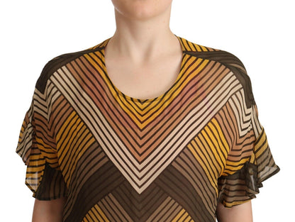Twinset Multicolor Stripes Short Sleeves Round Neck Top Blouse