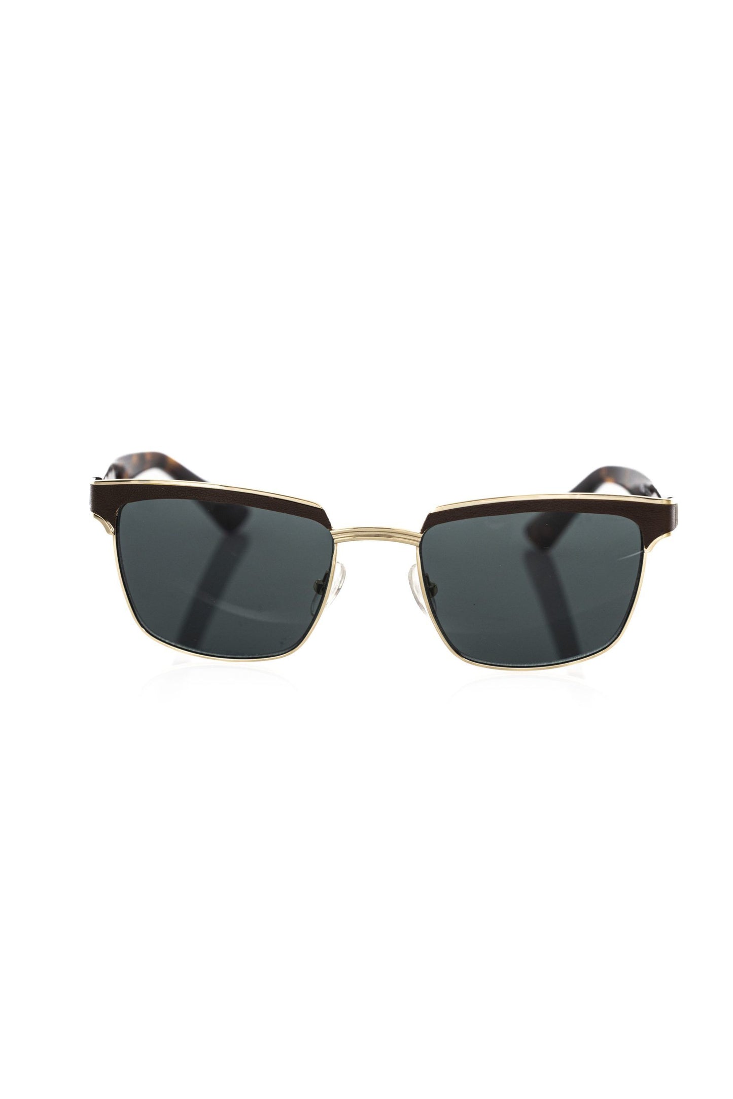 Frankie Morello Braune Sonnenbrille aus Metallicfaser für Herren
