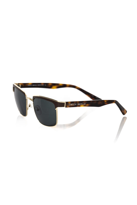 Frankie Morello Braune Sonnenbrille aus Metallicfaser für Herren