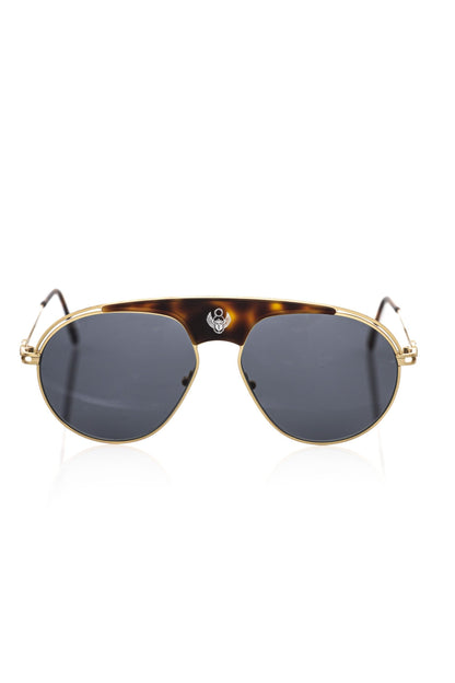Frankie Morello Braune Metallic-Sonnenbrille für Herren