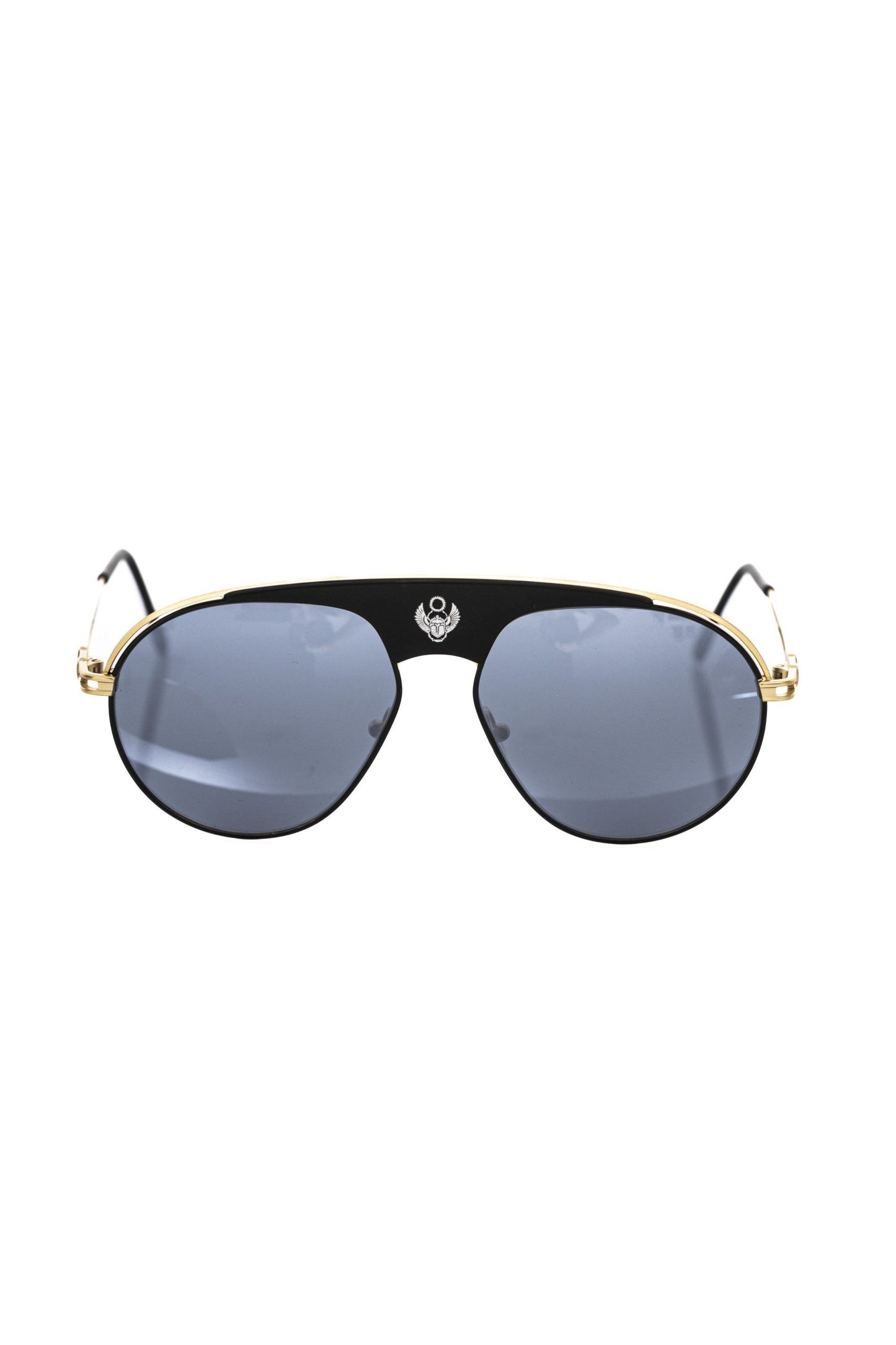 Frankie Morello Schwarze Metallicfaser-Sonnenbrille für Herren