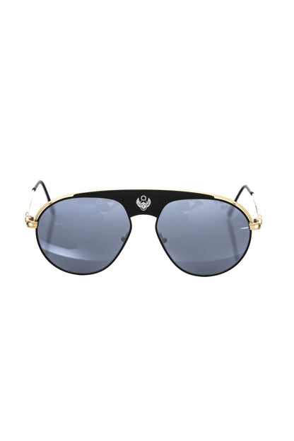 Frankie Morello Schwarze Metallicfaser-Sonnenbrille für Herren