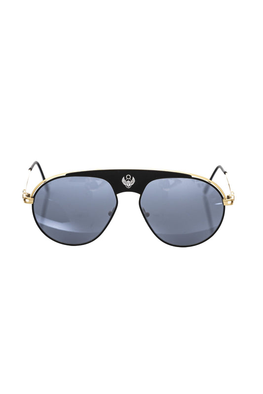 Frankie Morello Schwarze Metallicfaser-Sonnenbrille für Herren
