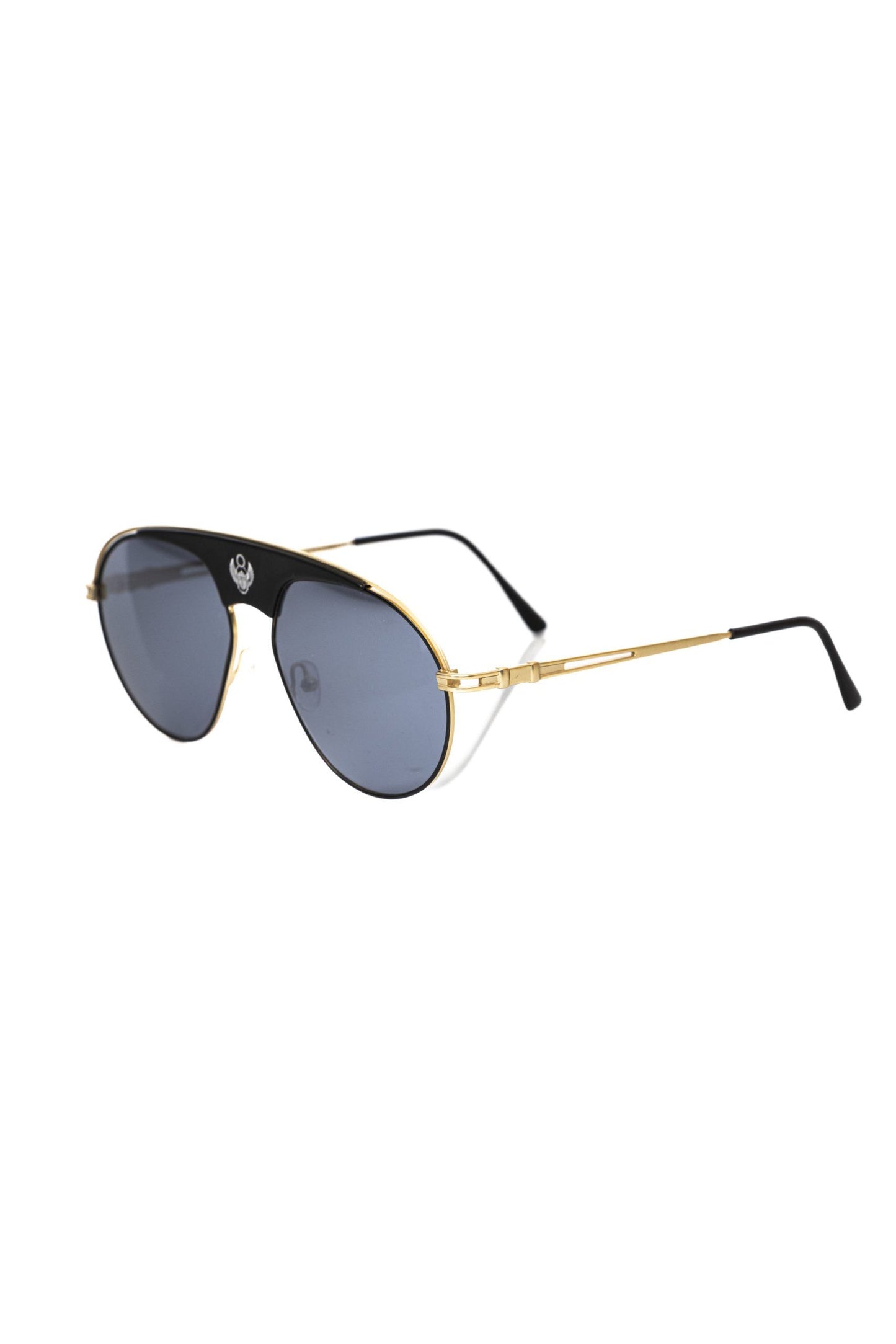 Frankie Morello Schwarze Metallicfaser-Sonnenbrille für Herren