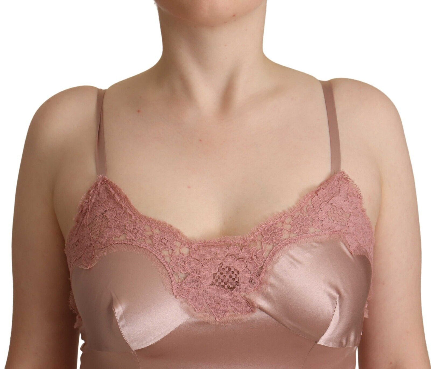 Dolce &amp; Gabbana, langes, figurbetontes Maxikleid aus Polyester in Rosa