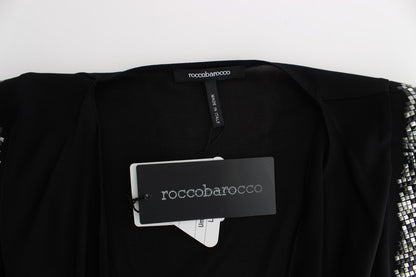 Roccobarocco – Schwarzes, verziertes Mini-Etuikleid aus Jersey