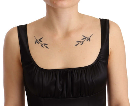 Dolce &amp; Gabbana – Schwarzes, figurbetontes Meerjungfrauen-Midikleid aus Stretch-Seide