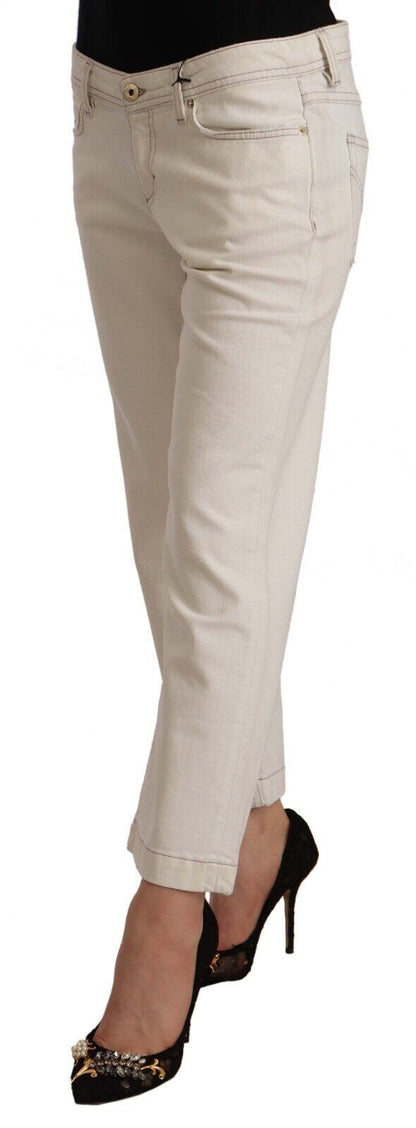 بنطلون جينز قصير من القطن باللون الأبيض الفاتح من دولتشي آند غابانا