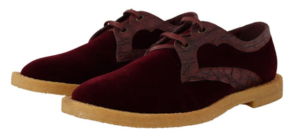Dolce &amp; Gabbana Bordeaux Samtschuhe aus exotischem Leder