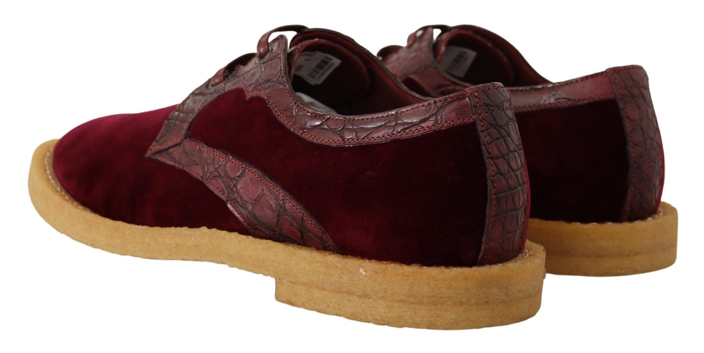Dolce &amp; Gabbana Bordeaux Samtschuhe aus exotischem Leder