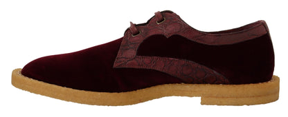 Dolce &amp; Gabbana Bordeaux Samtschuhe aus exotischem Leder