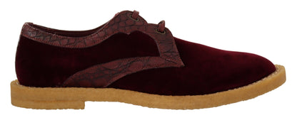 Dolce &amp; Gabbana Bordeaux Samtschuhe aus exotischem Leder