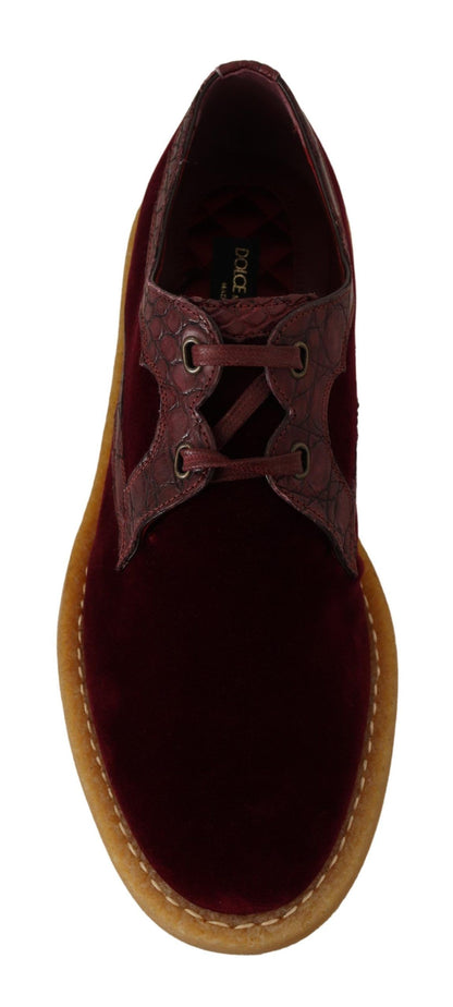 Dolce &amp; Gabbana Bordeaux Samtschuhe aus exotischem Leder